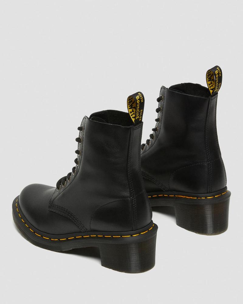 Black Women's Dr Martens Clemency Leather Heeled Heeled Boots | CA 140EBC